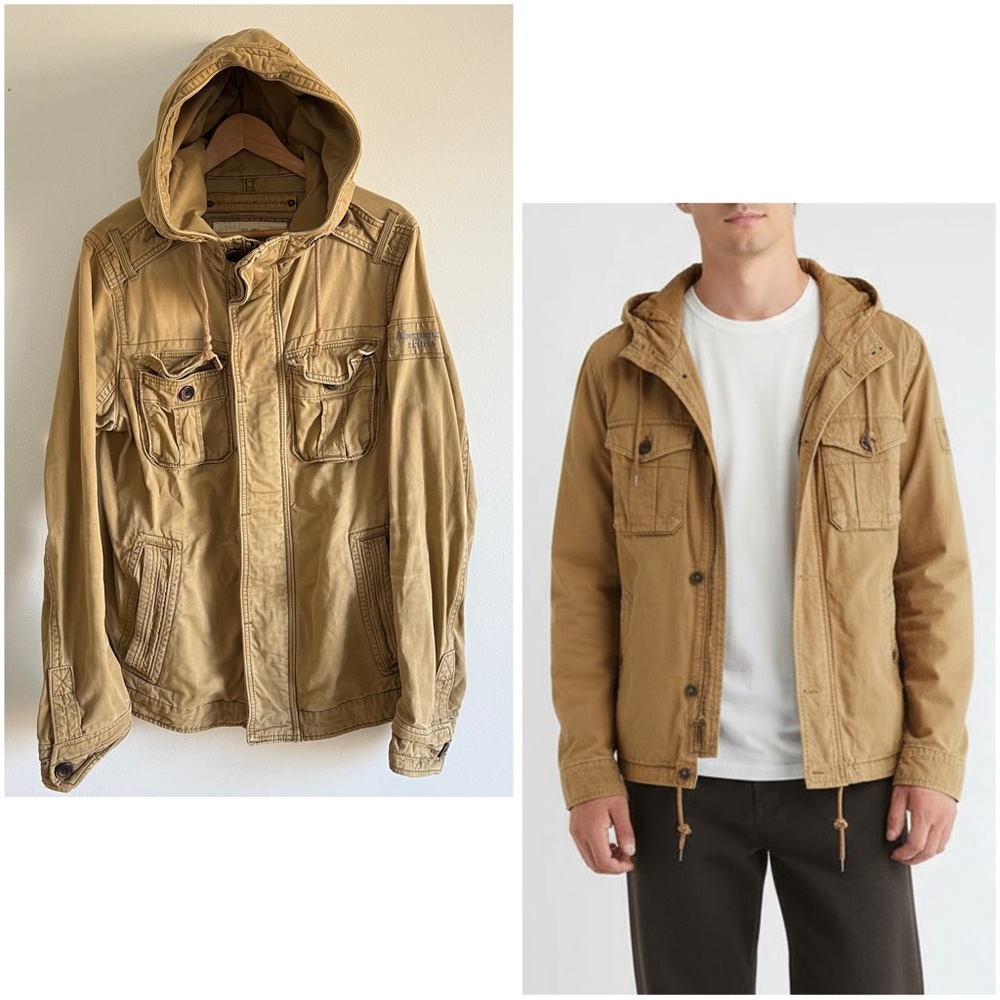 Abercrombie & Fitch Sentinel Tan Military Field Jacket Brown Beige L Unisex